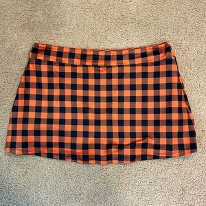 Love Love Sassy Pickleball Skirt with Orange and Black Checkers